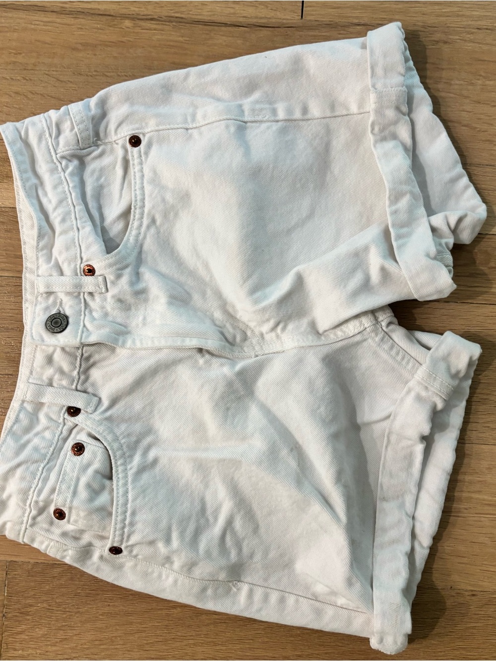 Zara White Denim Shorts with Branded Waist Label